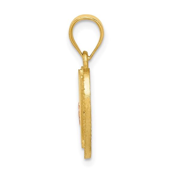 14k Two Tone Gold Grace Collection 15mm Heart Initial W Pendant